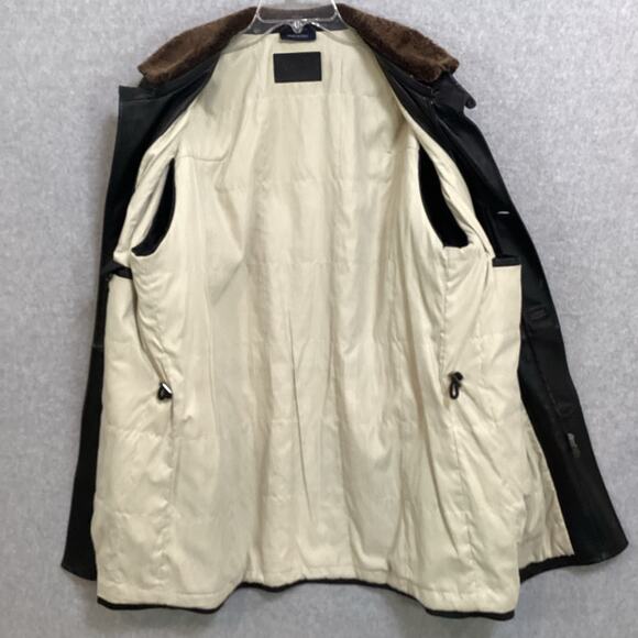 Longhi Leather Coat Mens L 52 Classic Jacket Removable Shearling Collar Luxury - Picture 6 of 16